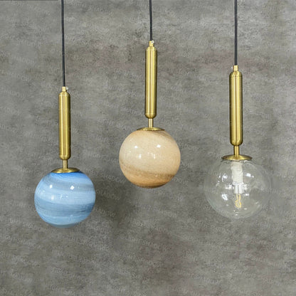 DecorBites™ Glass Planet Pendant Light: Modern LED Nordic Hanging Lamp for Living Bedroom Susp...