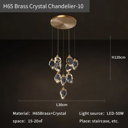 DecorBites™ Crystal Diamond Chandelier for Duplex Building Stairwell Loft Pendant Lighting