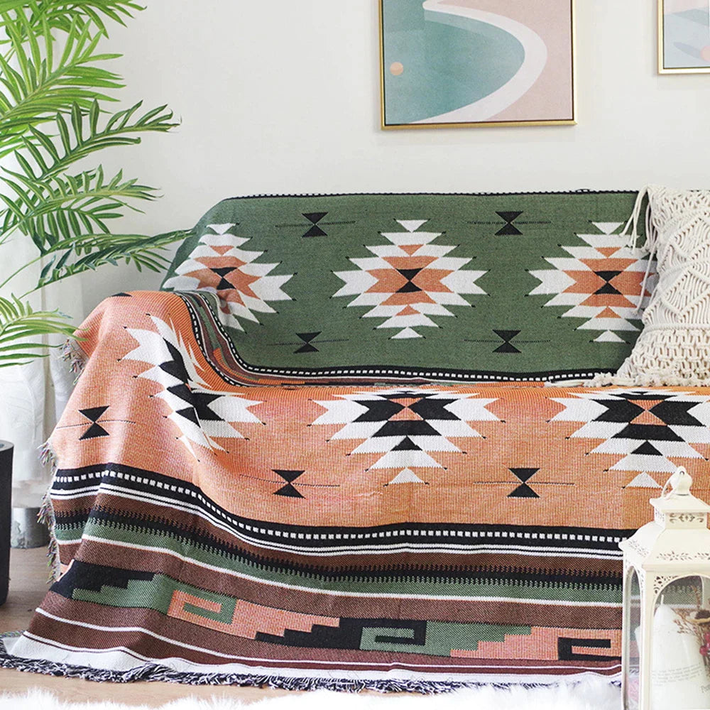 Nordic Plaid Knitted Blanket