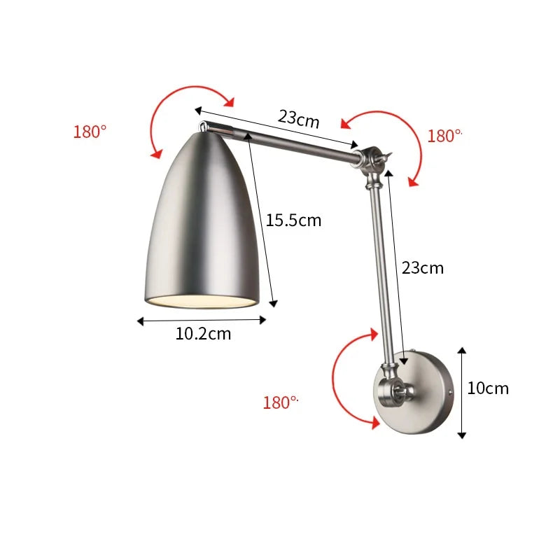 DecorBites™ Adjustable Swing Long Arm LED Wall Lamp for Bedroom Study Living Room