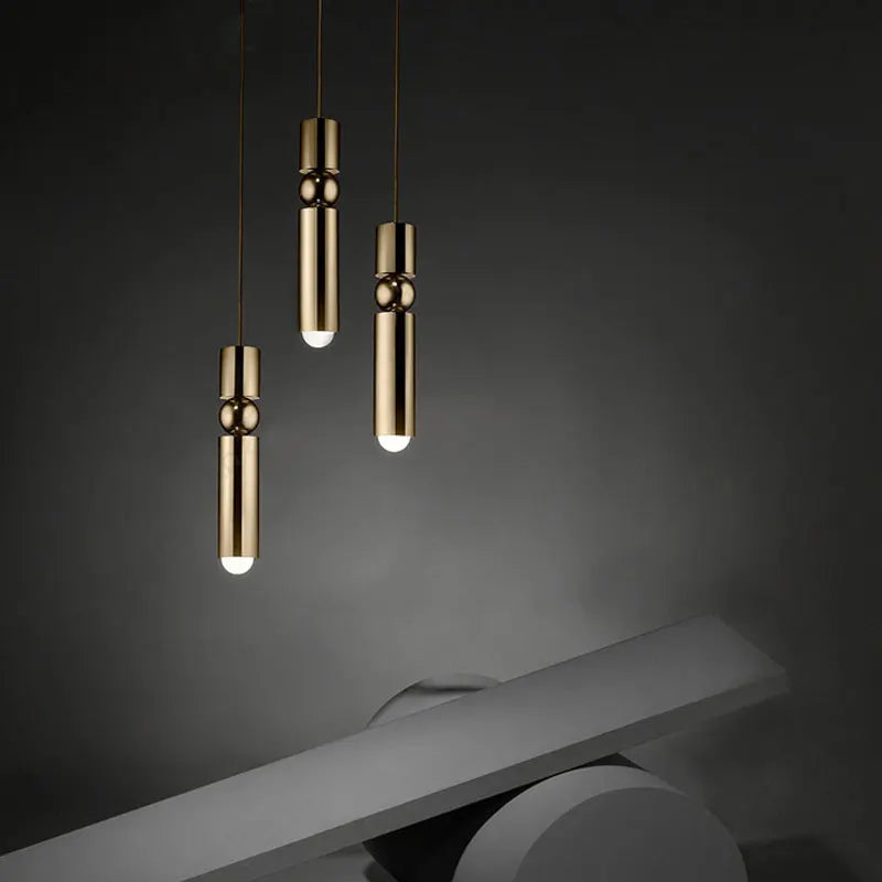 Gold Cylinder LED Pendant