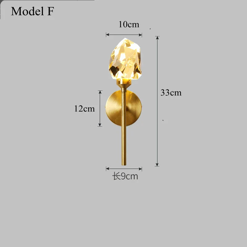 DecorBites™ Crystal LED Wall Sconce Copper Light Fixture for Modern Luxury Home Decor