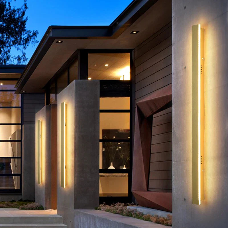 DecorBites™ LED Wall Lamp: Waterproof, Dimmable, Aluminum, Outdoor Sconce Light - Gold