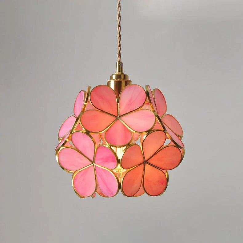 Glass Flower Pendant Light Blue Warm White