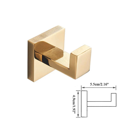 DecorBites™ Gold Bathroom Hardware Set: Robe Hook, Towel Rail, Shelf, Tissue Holder