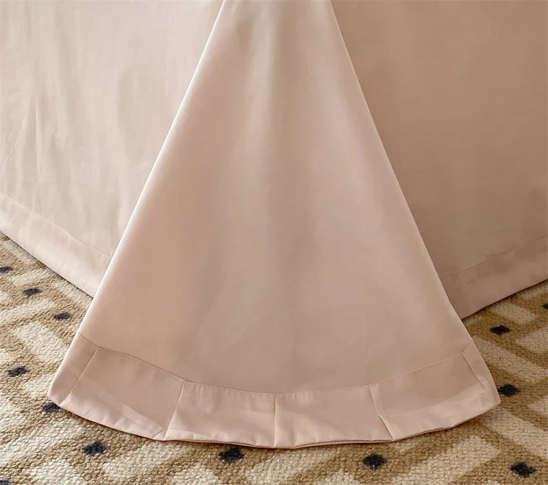 DecorBites™ French Princess 1000TC Cotton Bedding Set with Flowers Embroidery and Ruffles