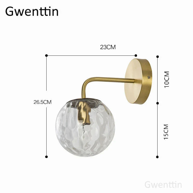 Gold Glass Ball Mirror Sconce