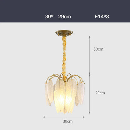 DecorBites™ Art Deco White Glass Feather Chandelier with LED Lighting for Foyer & Bedroom