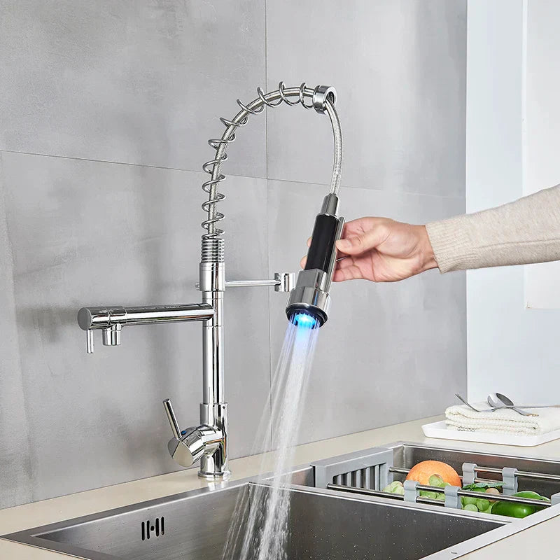 Brushed Nickel Kitchen Faucet Pull-Down Swivel