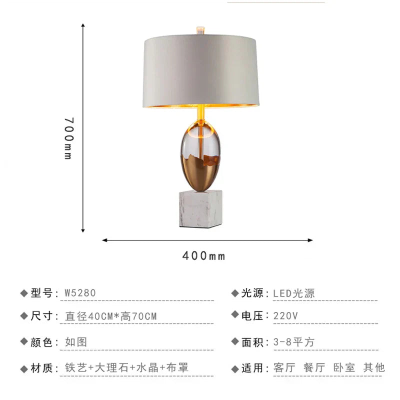 DecorBites™ Crystal Table Lamp: Nordic Light Luxury Design for Bedroom Bedside