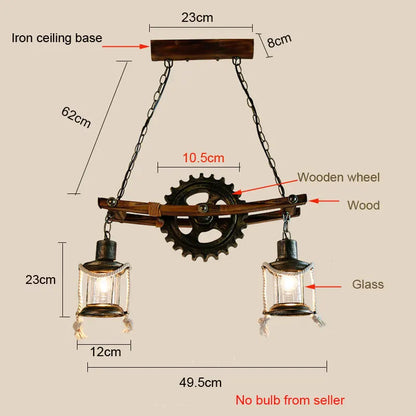 DecorBites™ Gear Industrial Chandelier Pendant Lamp for Cafe Bar Restaurant