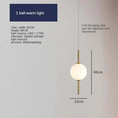 DecorBites™ Glass Ball LED Pendant Lamps - Warm Milky White Hanging Lights
