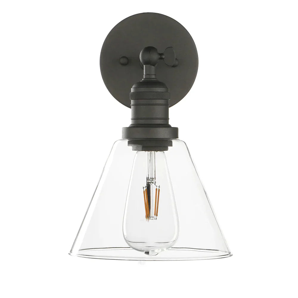 DecorBites™ Funnel Flared Glass Clear Glass Shade Single Sconce Wall Lamp