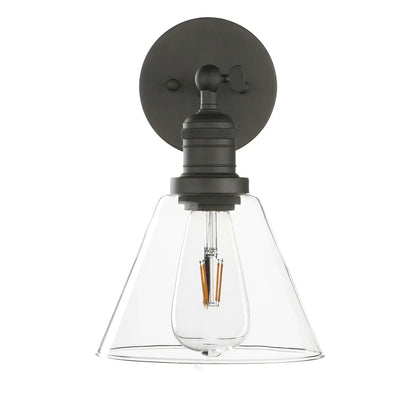 DecorBites™ Funnel Flared Glass Clear Glass Shade Single Sconce Wall Lamp