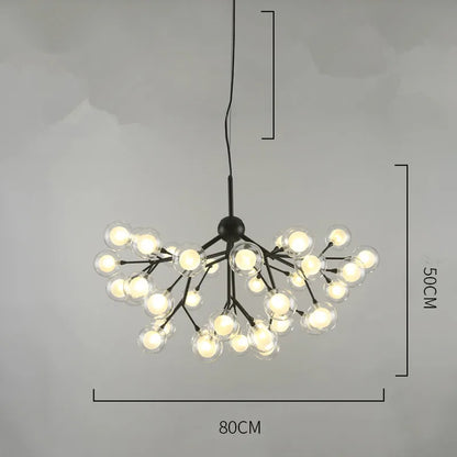 DecorBites™ Heracleum Firefly Glass Ball Chandelier: Gold Luxury Lighting for Dining Kitchen Staircase