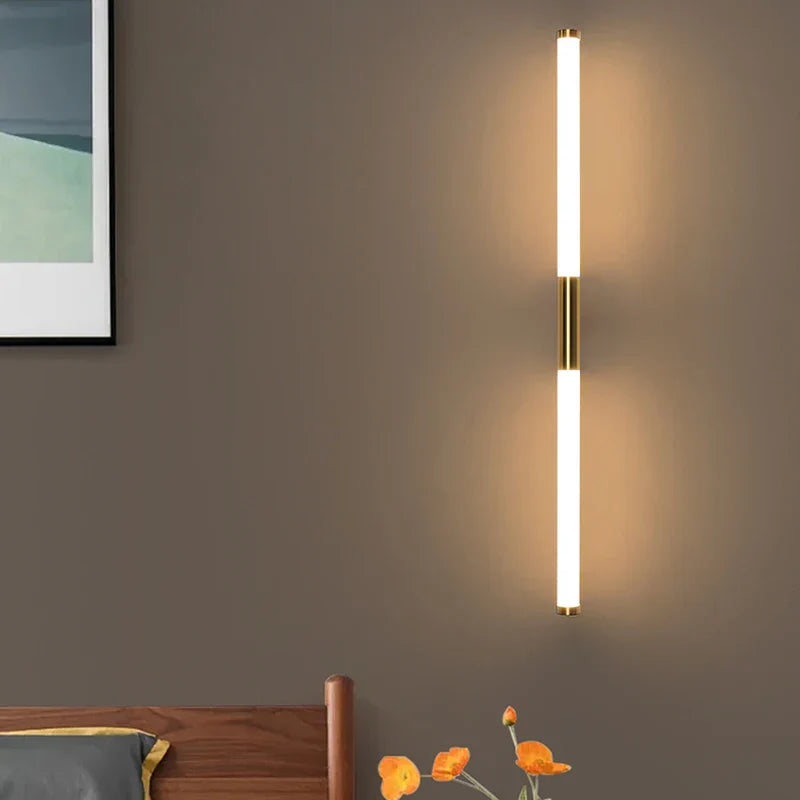 DecorBites™ Linear LED Wall Lamp Metal Tube Gold Sconce for Living Room Bedroom Aisle