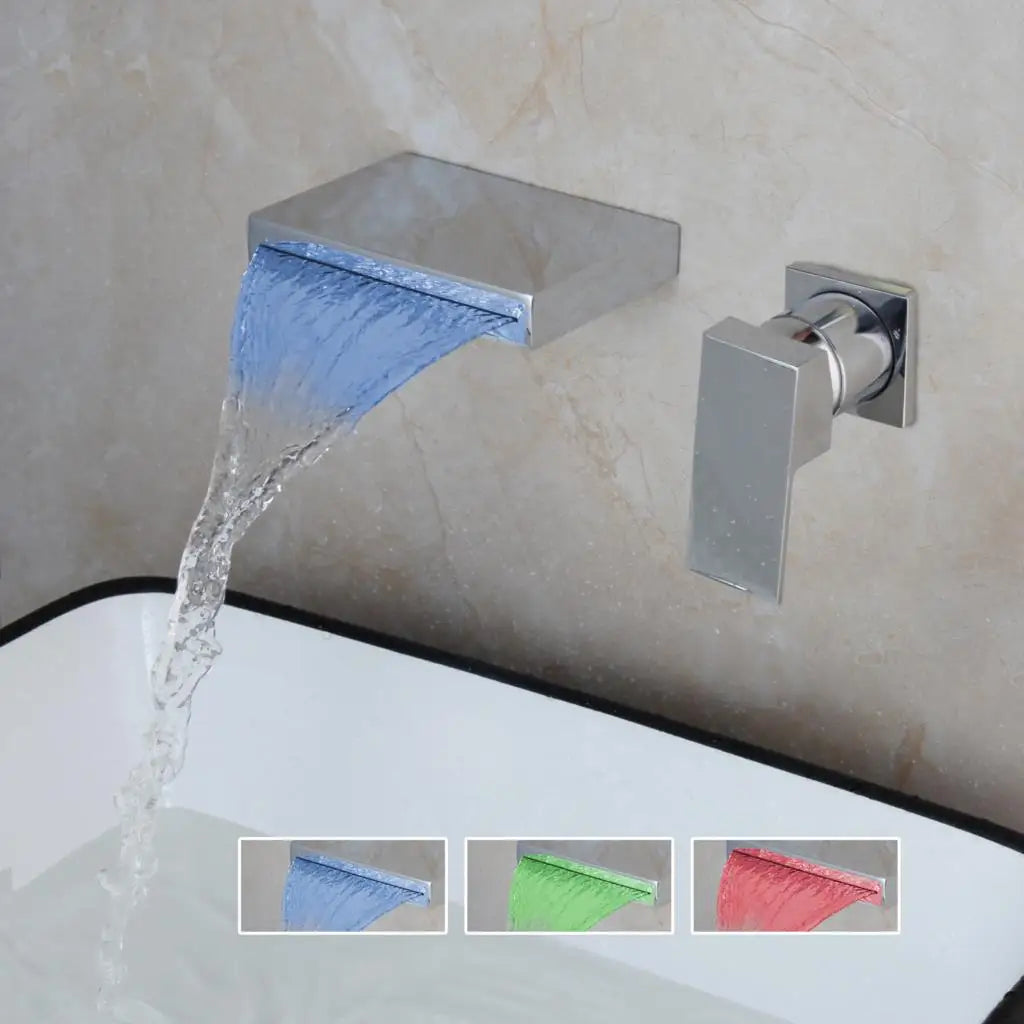 DecorBites™ LED Waterfall Bathtub Faucet in Chrome & Black - Wall Mounted Single Handle
