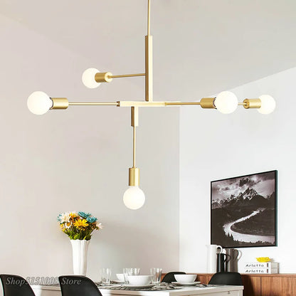 DecorBites™ Cross Style 5-Head Pendant Light in Gold and Black Finish for Modern Home Decor