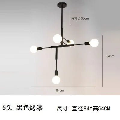 DecorBites™ Cross Style 5-Head Pendant Light in Gold and Black Finish for Modern Home Decor