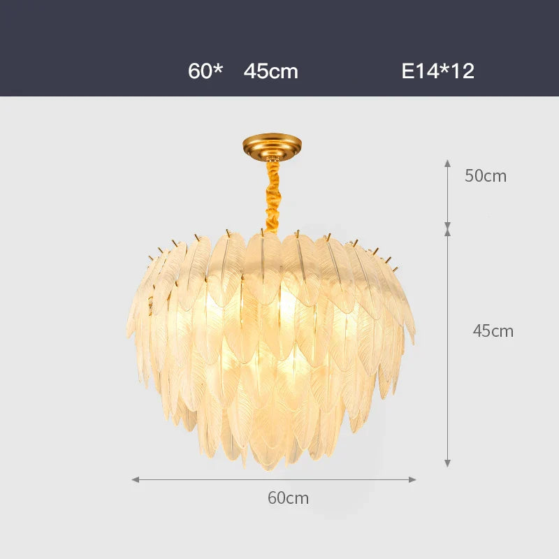 DecorBites™ Glass Feather LED Hanging Chandelier for Foyer