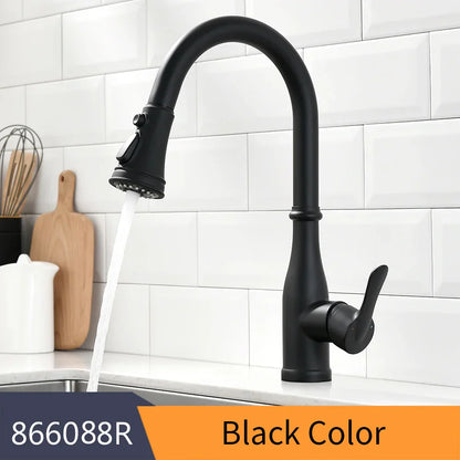 DecorBites™ Gold Kitchen Faucet Single Handle Pull Out Tap Mixer Swivel Water Mixer