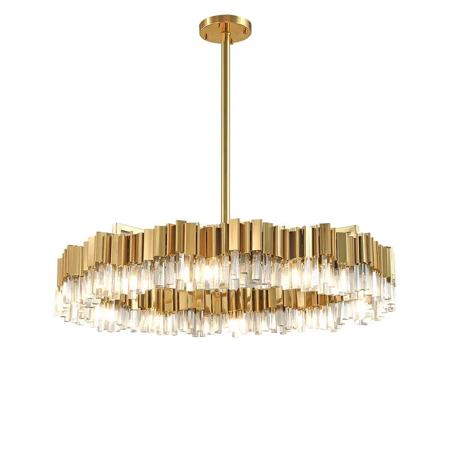 Gold Crystal Chandelier Light Round 100cm Foyer