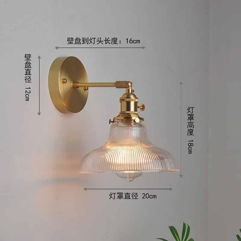 Copper Glass LED Sconce Japanese Style Stairway