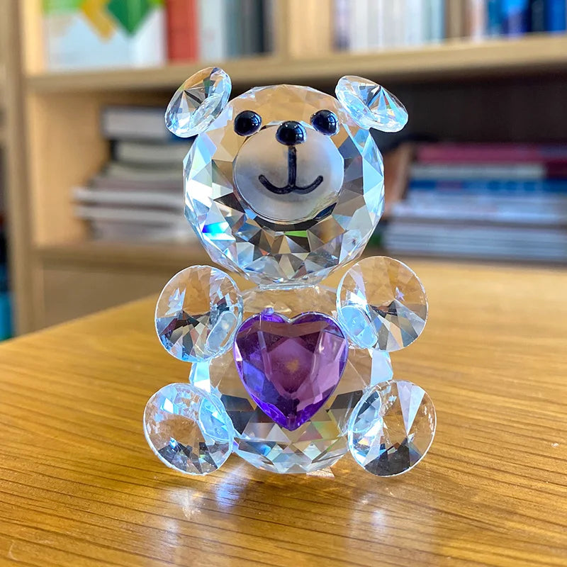 DecorBites™ Crystal Bear Figurine: Glass Animal Ornament & Paperweight