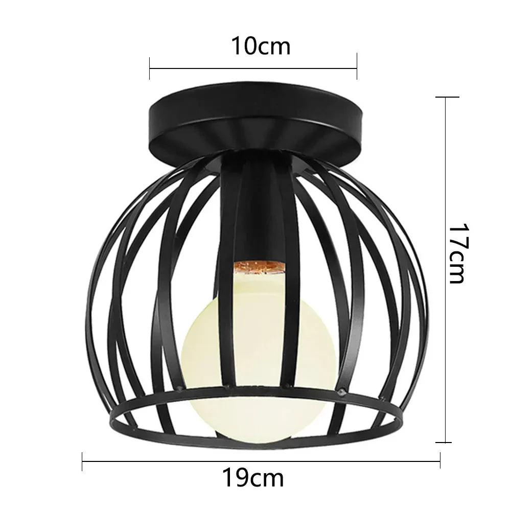 DecorBites™ Iron Cage Ceiling Light Modern Nordic Retro Black Loft E27 Home Lighting