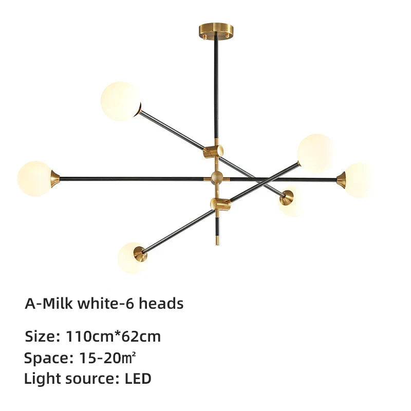 DecorBites™ Geometric Glass Ball Chandelier: Post-modern LED Pendant Lights for Stylish Decor