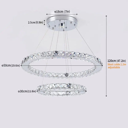 DecorBites™ Crystal LED Ring Pendant Chandelier for Modern Living Dining Room Décor