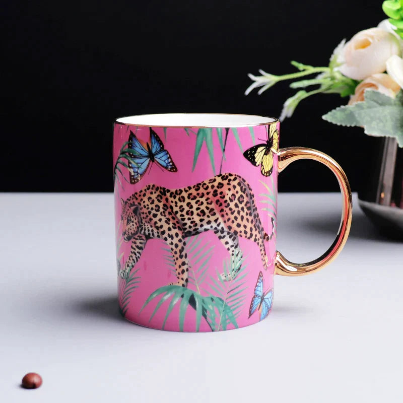 DecorBites™ Jungle Animals Bone China Coffee Mug Set for Tea Lovers and Office Use