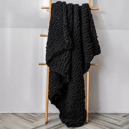 DecorBites™ Cozy Chenille Chunky Knit Blanket - Soft Decorative Throw for Bed, Sofa, Living Room - Summer Quilt or Rug Alternative