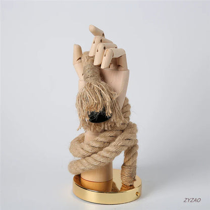 DecorBites™ Hand Shape Wall Light Industrial Loft Hemp Rope E27 Wall Lamp