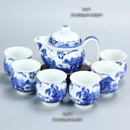 DecorBites™ Dragon Teapot Tea Set, Porcelain Kung Fu Teaware for Puer Oolong Ceremony