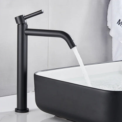 DecorBites™ Black Deck Mounted Basin Mixer Tap | Hot Cold Water Faucet for Bathroom Basin