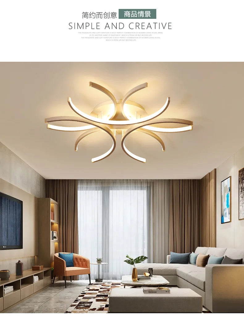 Led Chandelier Lights White Modern Ceiling Lamp Bedroom Circle Attic Living Dining Room Kitchen Interior Light Fixture