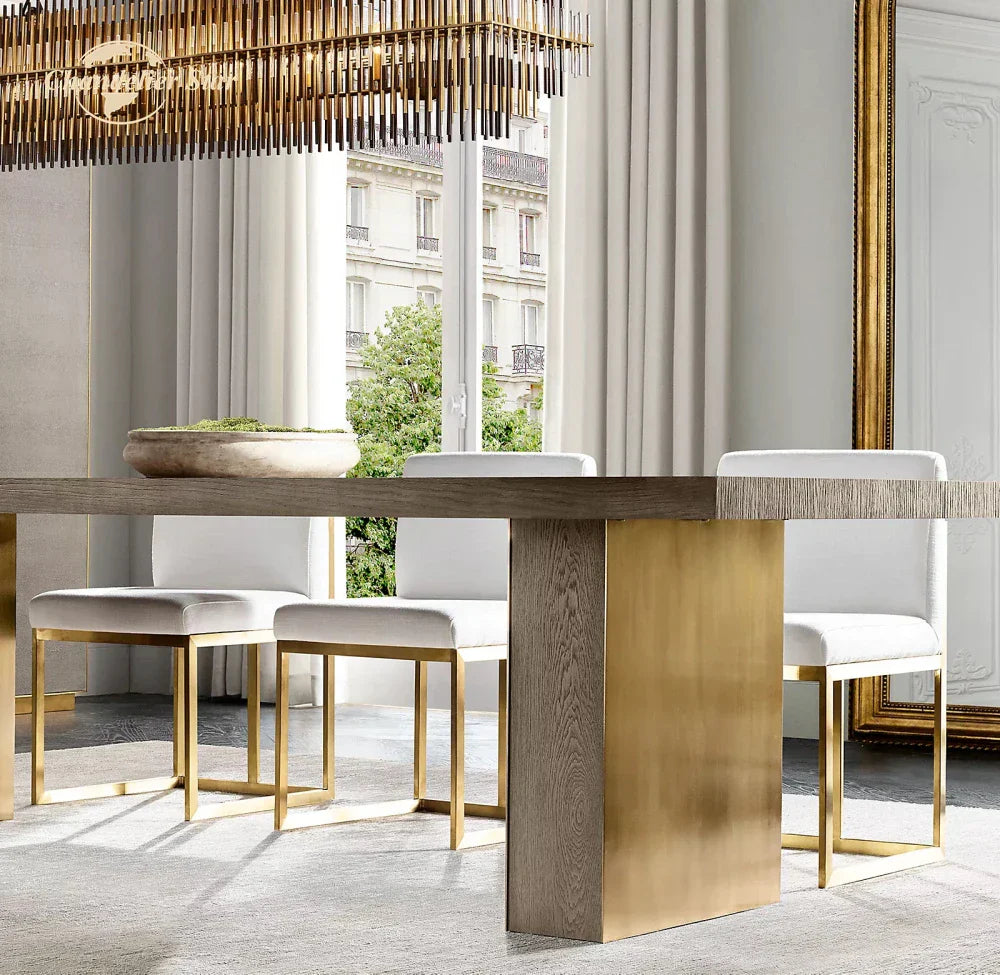 LED Modern Dining Chandelier Brass 6-Light L137cm