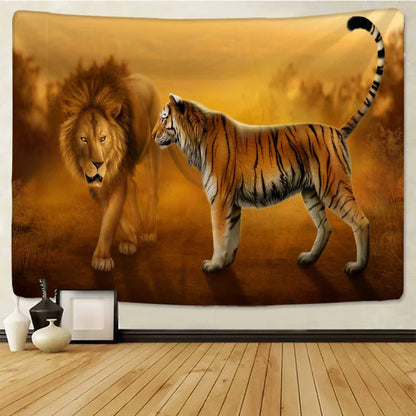 DecorBites™ Lion Tapestry African Grassland Animals Cartoon Wall Hanging Blanket