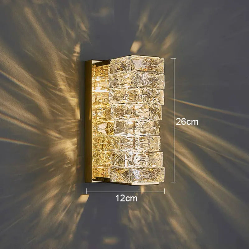 DecorBites™ Gold Chrome Crystal Wall Sconce LED Lamp for Living Room Bedroom TV Background Lighting