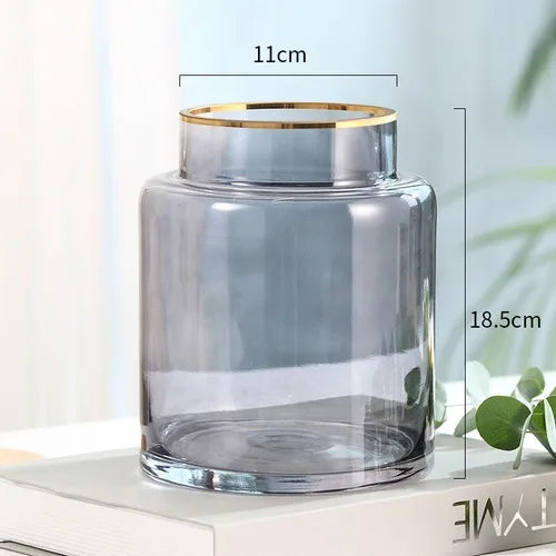 DecorBites™ Gold Glass Vase Hydroponic Plant Flowers Living Room Dining Table Decor