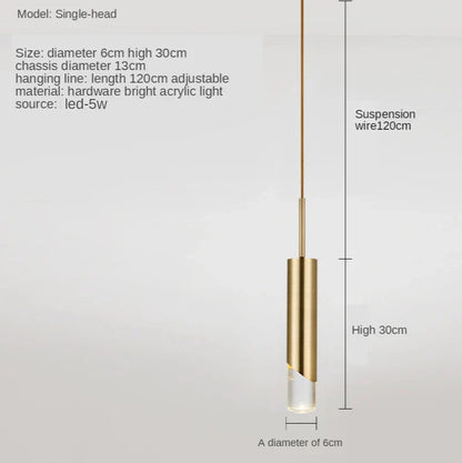 DecorBites™ Gold LED Pendant Light: Modern Nordic Minimalist Hanging Lamp for Home, Restaurant, Bar