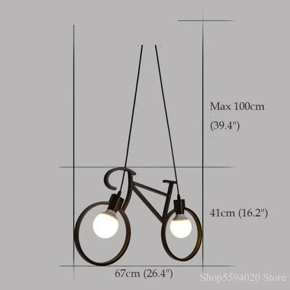 DecorBites™ Iron Bike Chandelier Pendant Lamp for Restaurant, Bar & Home Lighting