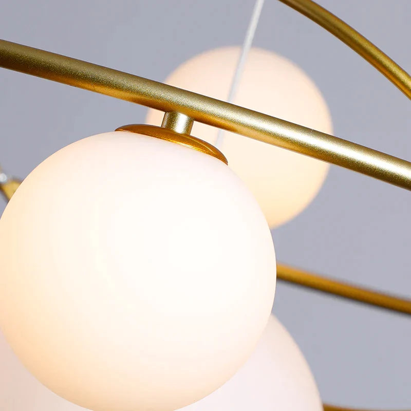 Gold 7-Lamp LED Ring Chandelier Warm Light