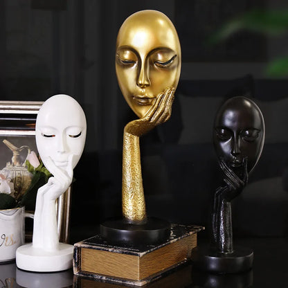 DecorBites™ Lady Face Abstract Art Sculpture Resin Ornaments for Home Decor