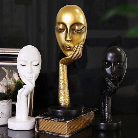 DecorBites™ Lady Face Abstract Art Sculpture Resin Ornaments for Home Decor