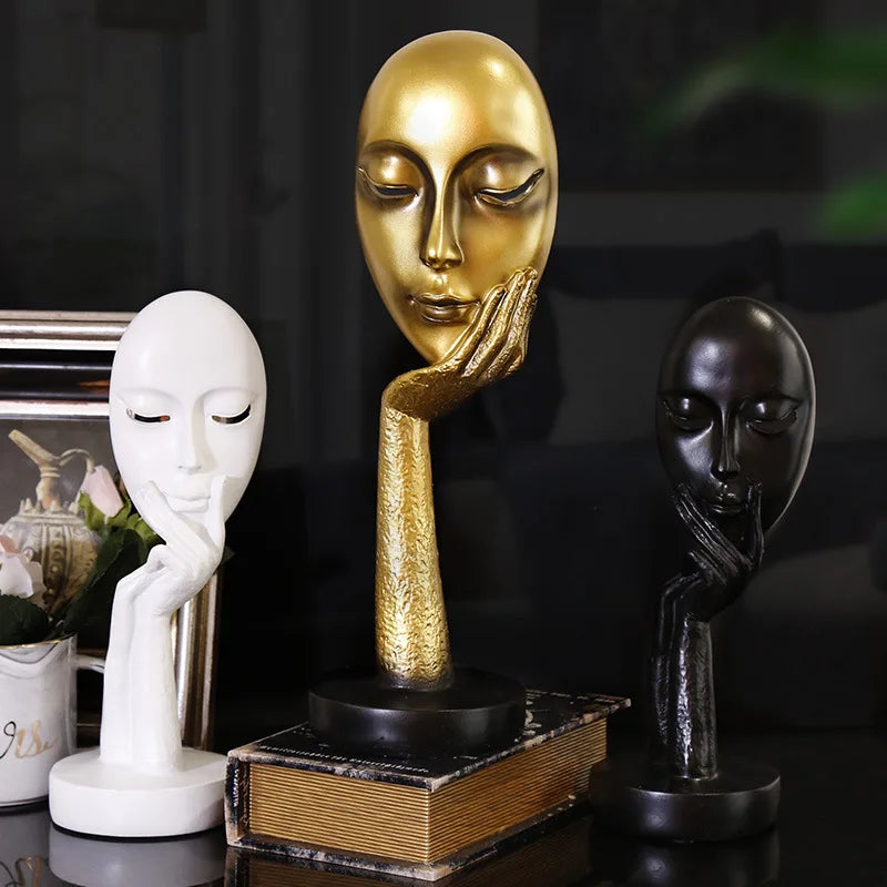 Resin Abstract Face Sculpture