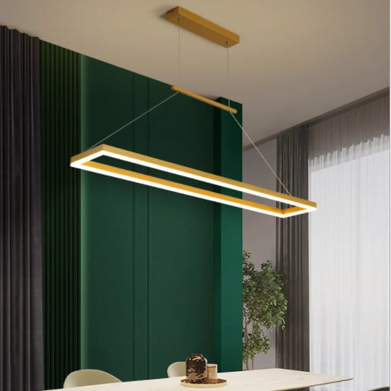 DecorBites™ Gold Aluminum LED Chandelier Acrylic Deco Design for Bedroom Kitchen Island