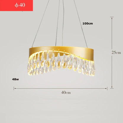 DecorBites™ Crystal Stainless Steel LED Chandelier for Foyer