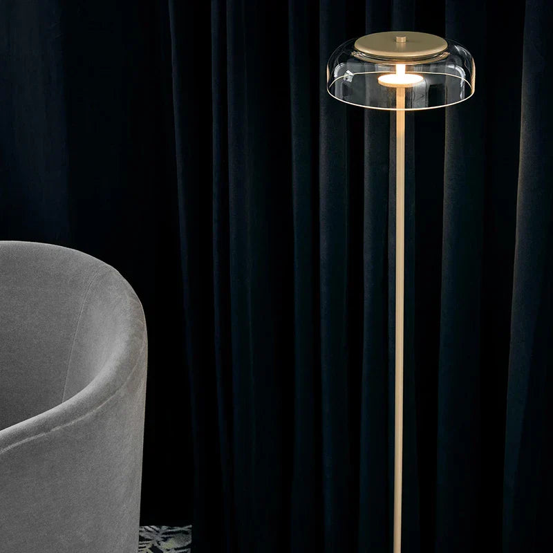 DecorBites™ Circular Glass Lampshade Floor Lamp for Living Room Office LED Lights